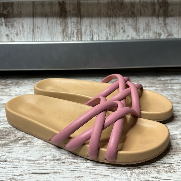 J. Crew Cream & Pink Slides Women’s Sz 10 - Picture 3 of 11